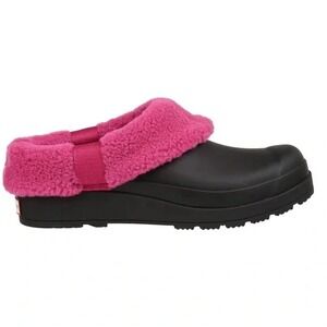 Hunter Play Sherpa Insulated Clogs Black Pink Comfortable Mules Women Size 6 NEW